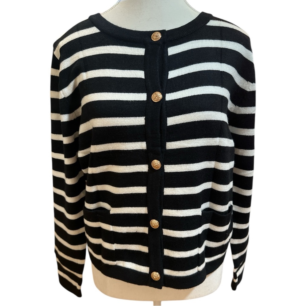 Anrabess NWT Black and White Striped Women's Sweater - Picture 10 of 10